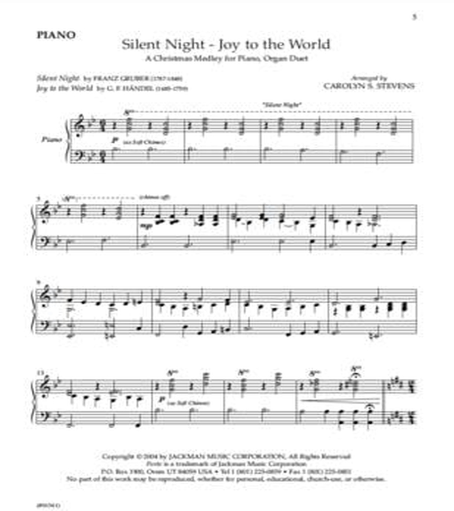 Silent Night - Joy To The World - Piano/Organ Duet Organ scores gallery preview page 2