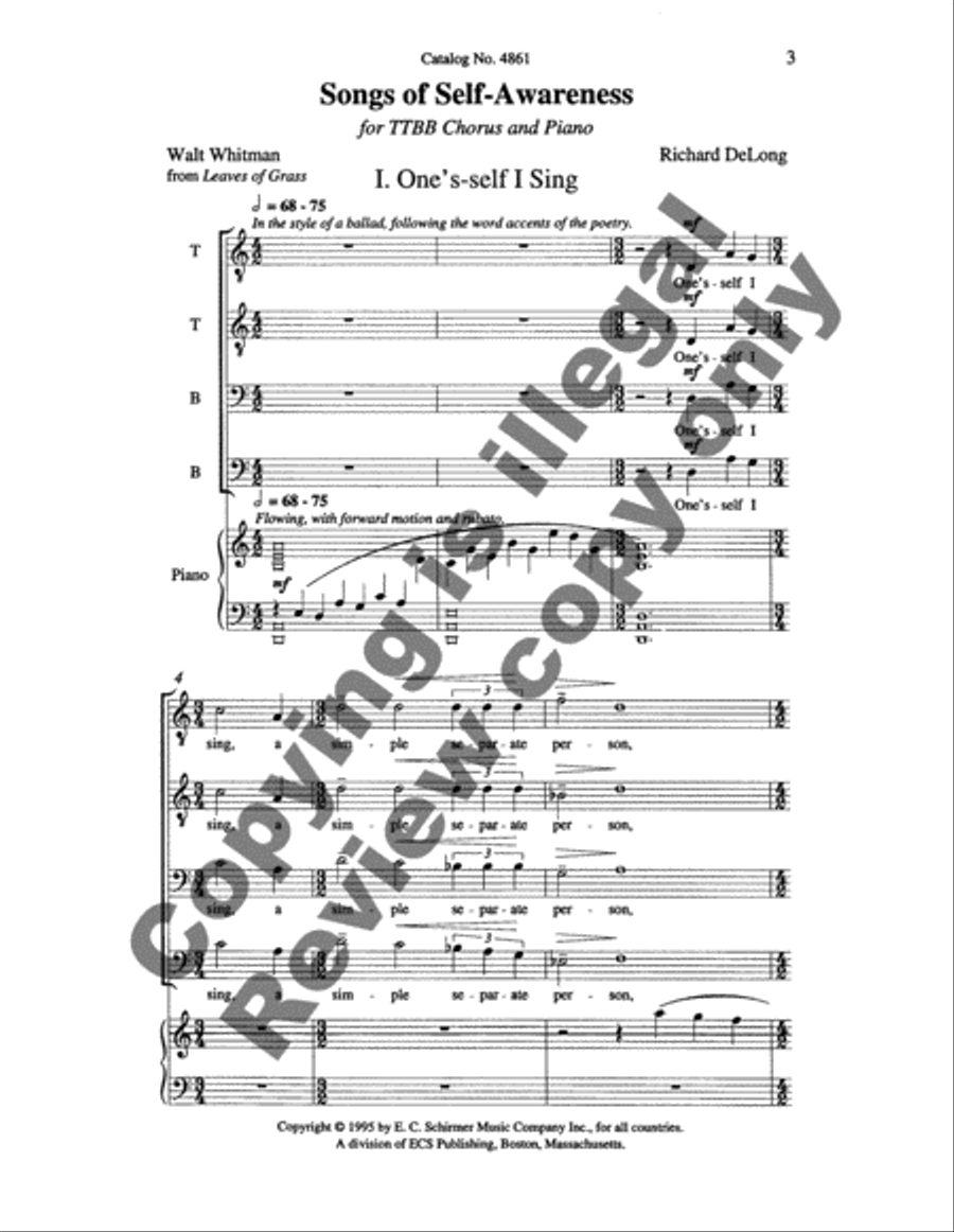 Songs of Self-Awareness Songs of Self-Awareness TTBB scores gallery preview page 3