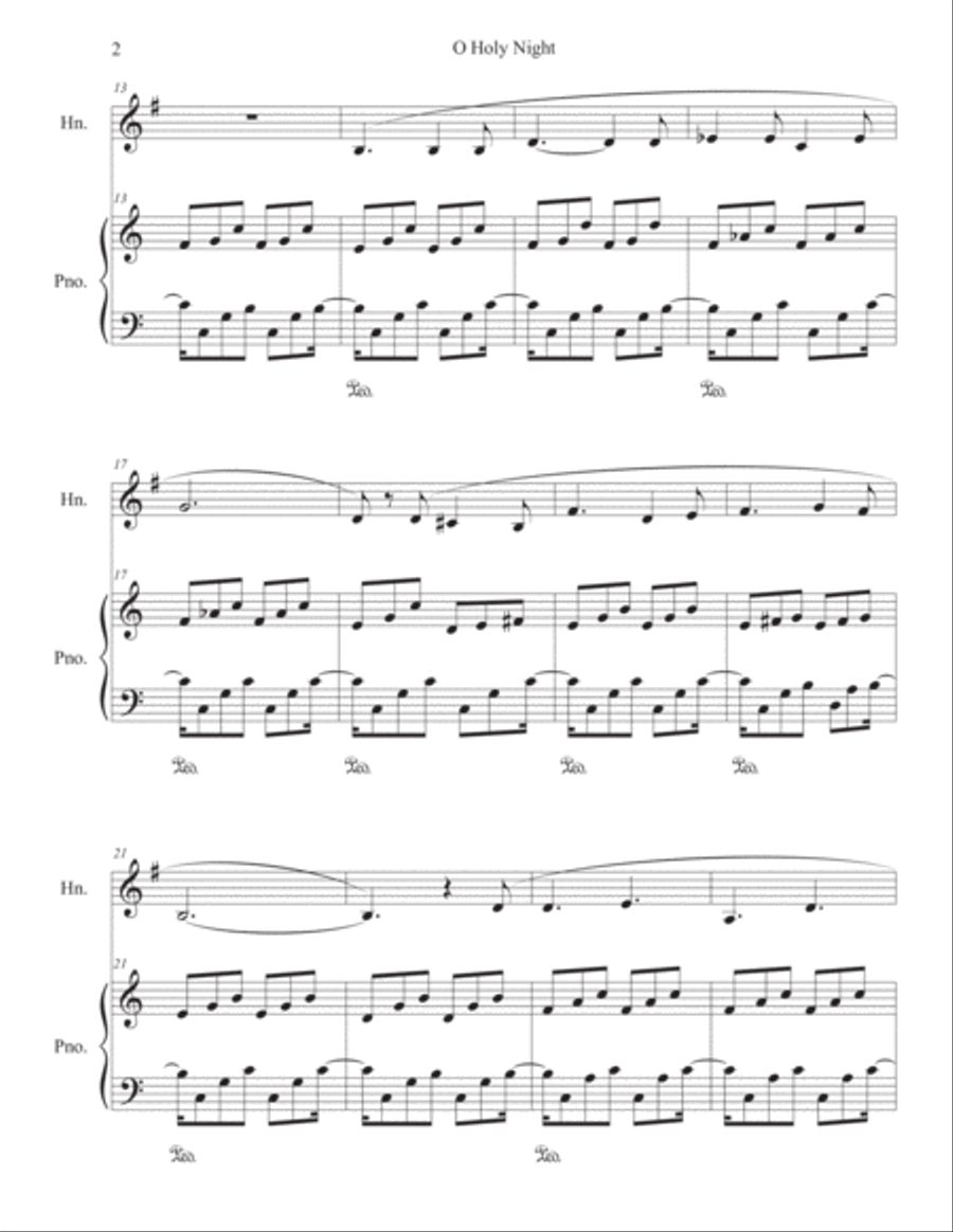 O Holy Night (Duet for Piano and Horn in F) Brass Duet scores gallery preview page 2