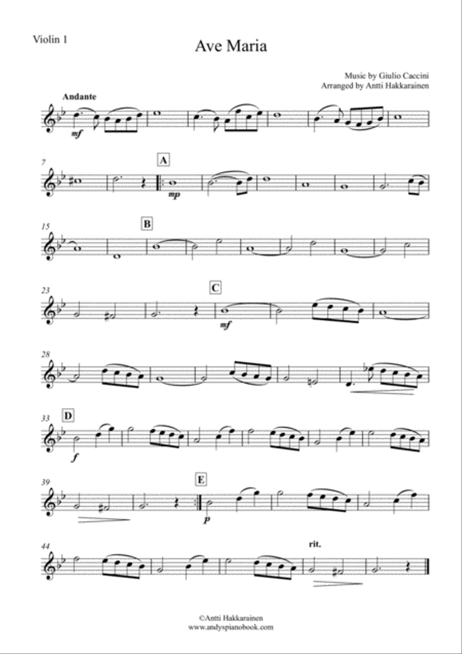 Ave Maria by G. Caccini - String Quartet String Quartet scores gallery preview page 4
