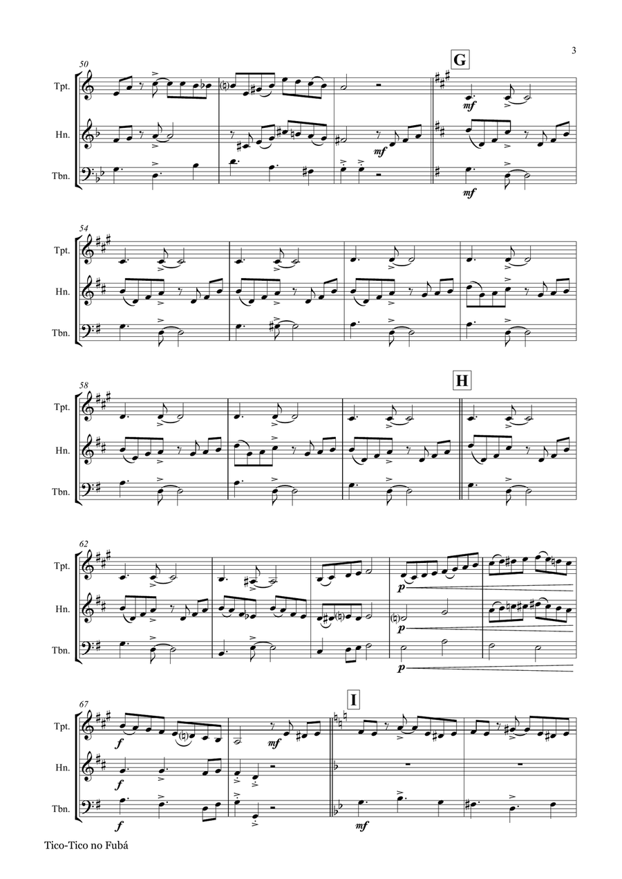 Tico-Tico no Fubá - Choro - Brass Trio Brass Trio scores gallery preview page 3