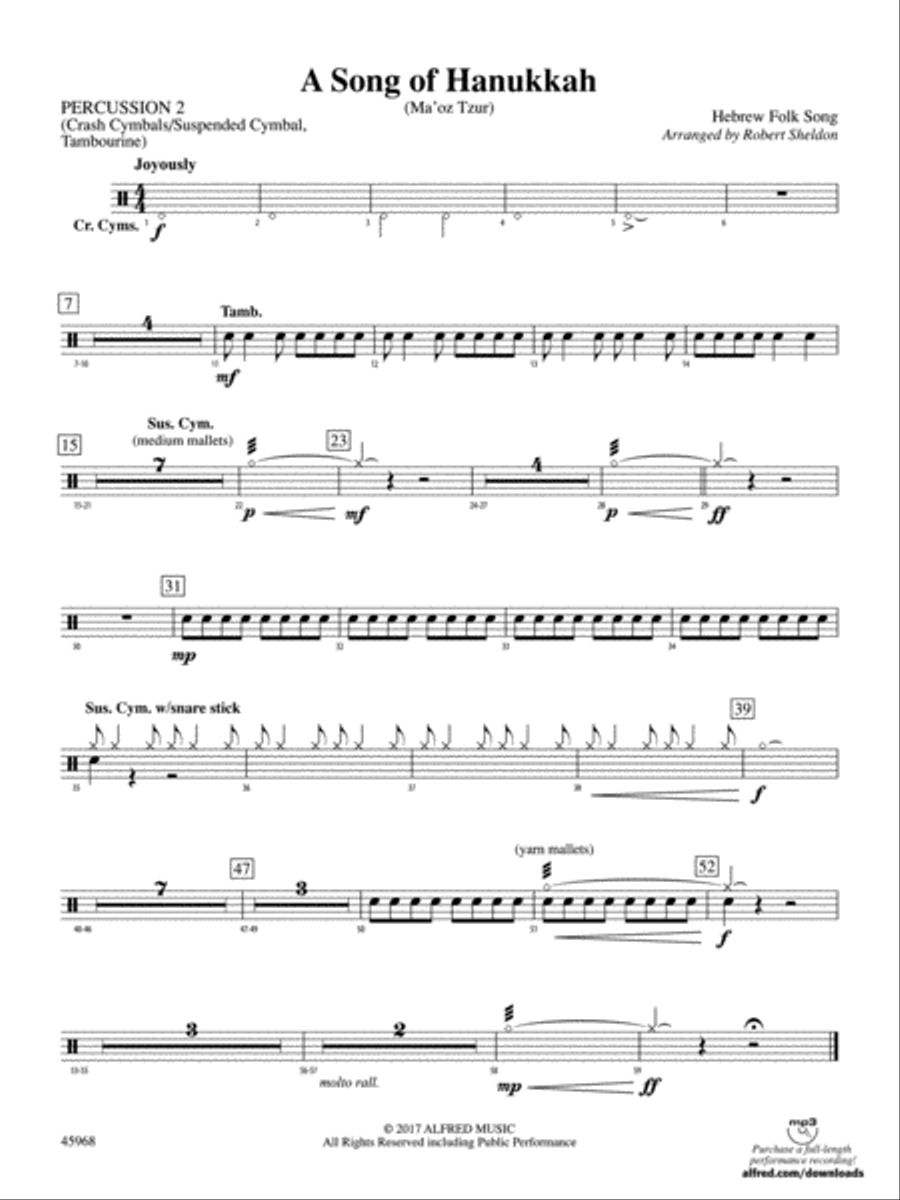 A Song of Hanukkah: 2nd Percussion Concert Band scores gallery preview page 1
