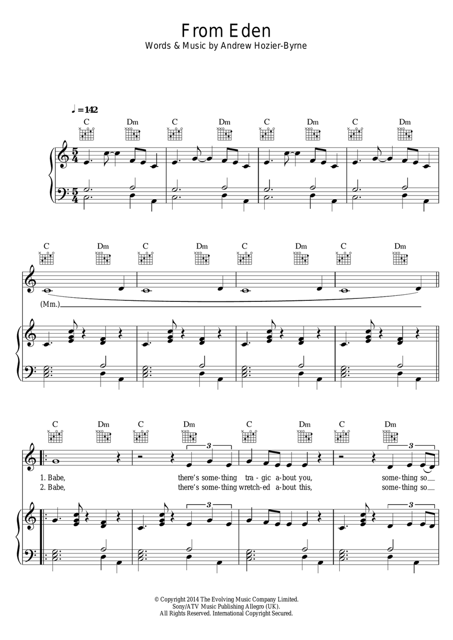 From Eden Piano, Vocal, Guitar scores gallery preview page 1