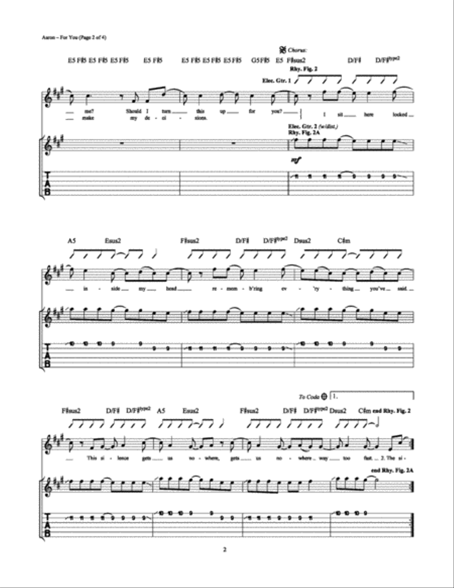 For You Electric Guitar scores gallery preview page 2