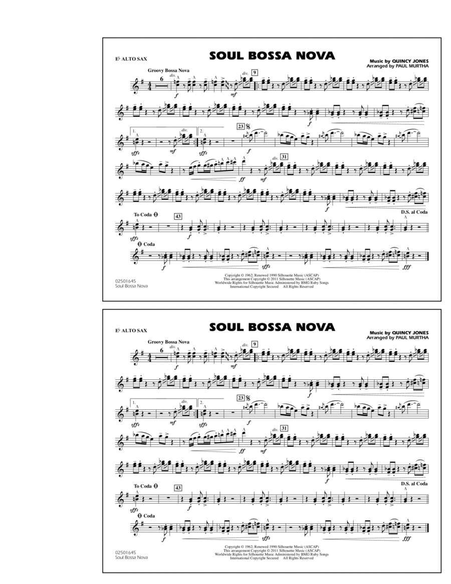 Soul Bossa Nova - Eb Alto Sax Marching Band scores gallery preview page 1