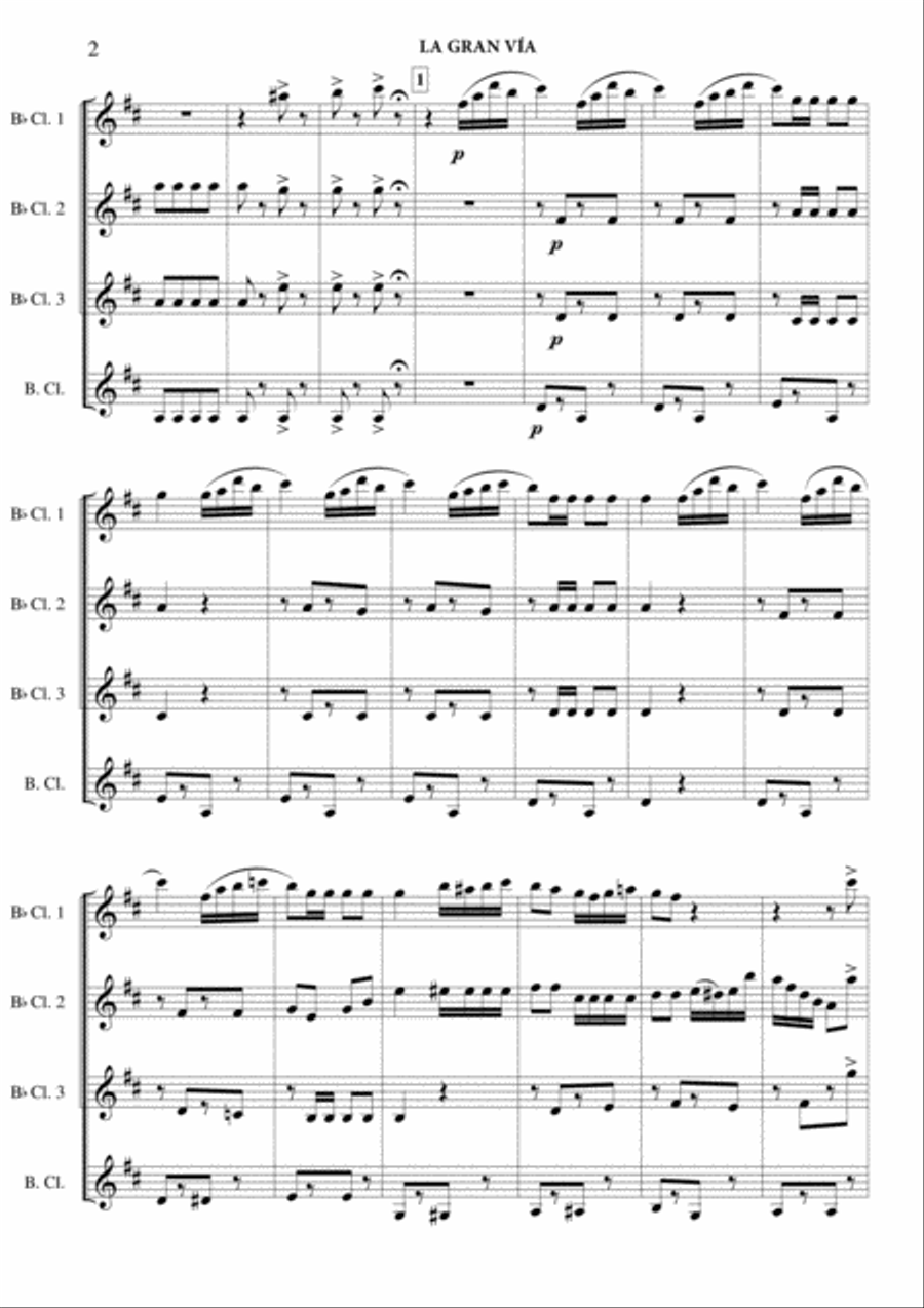 La Gran Vía La Gran Vía Clarinet Quartet scores gallery preview page 3
