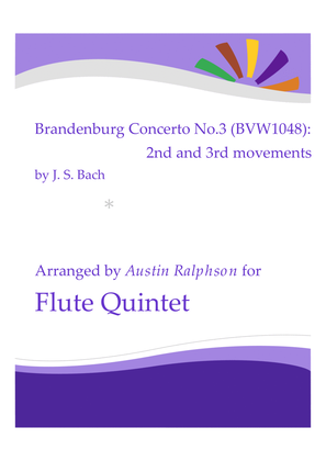 Book cover for Brandenburg Concerto No.3, 2nd & 3rd movements - flute quintet