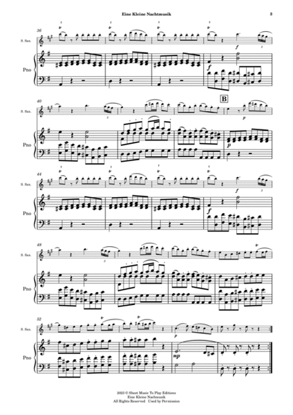 Eine Kleine Nachtmusik (1 mov.) - Soprano Sax and Piano (Full Score and Parts) image number null