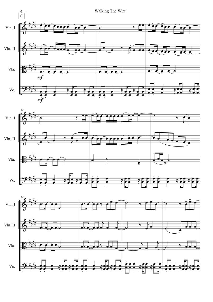Walking The Wire String Quartet scores gallery preview page 4