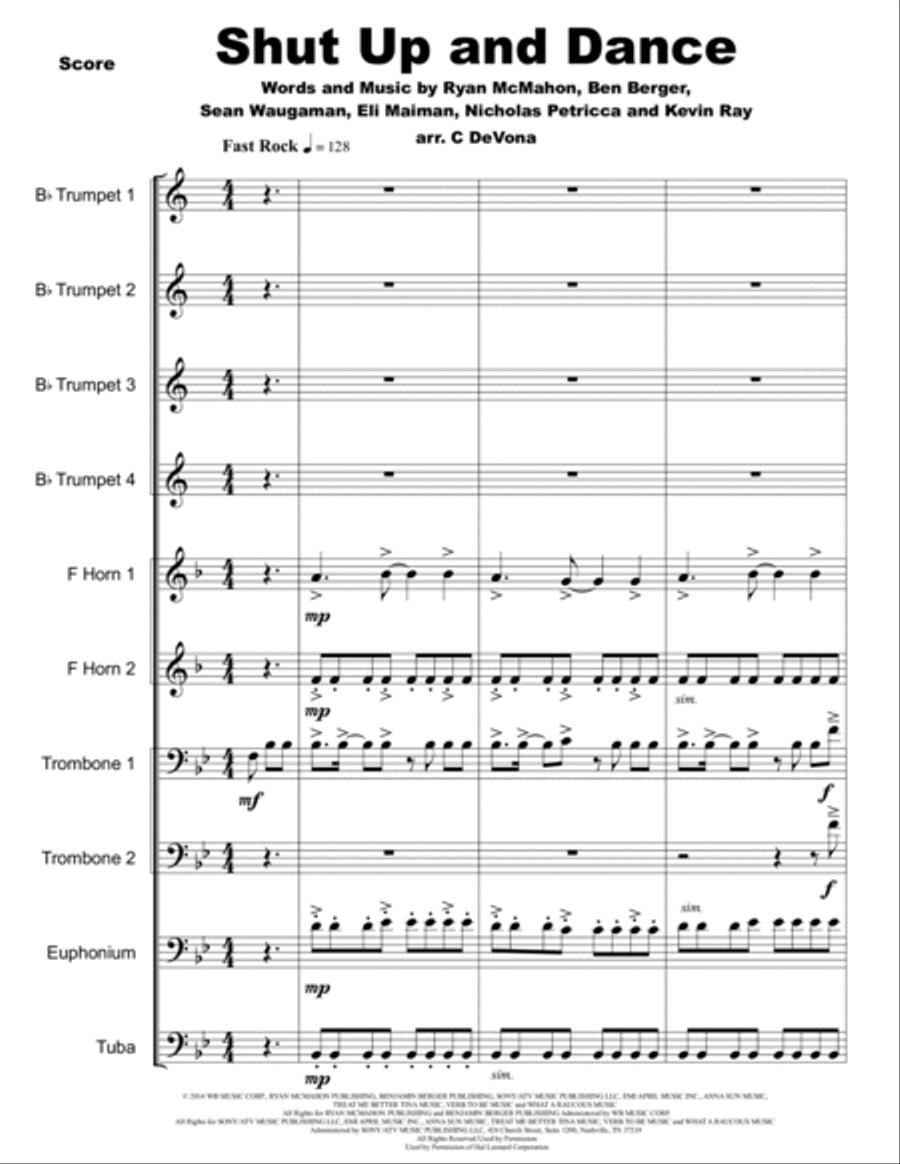 Shut Up And Dance Brass Ensemble scores gallery preview page 2