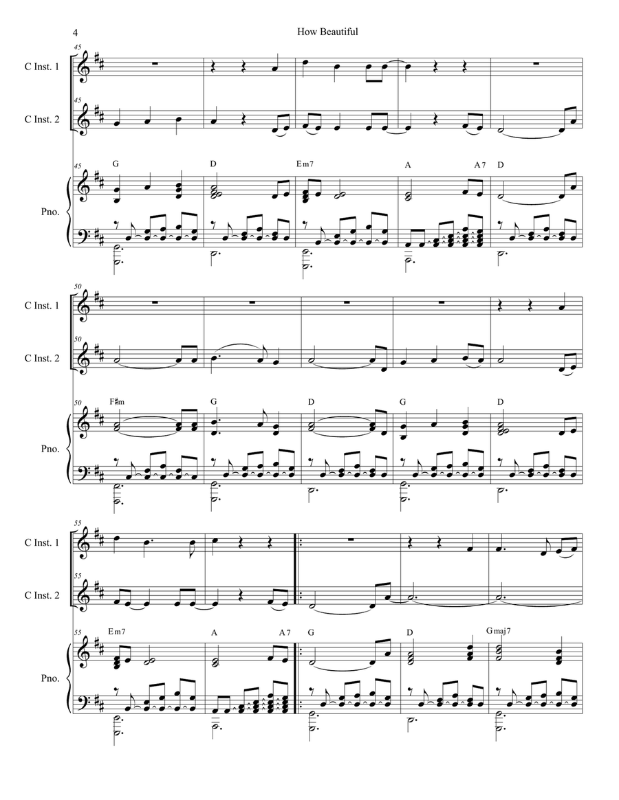 How Beautiful Flute scores gallery preview page 4