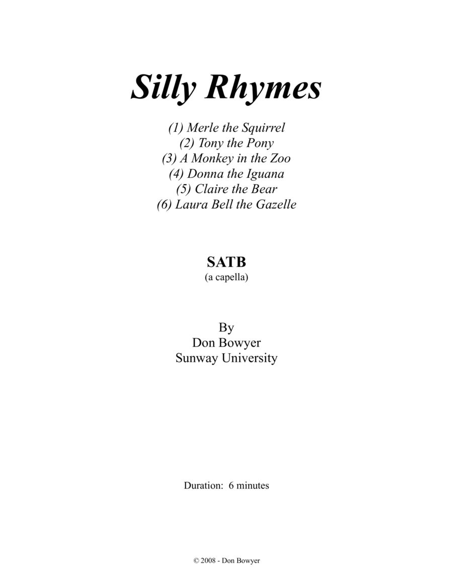Silly Rhymes (SATB) image number null