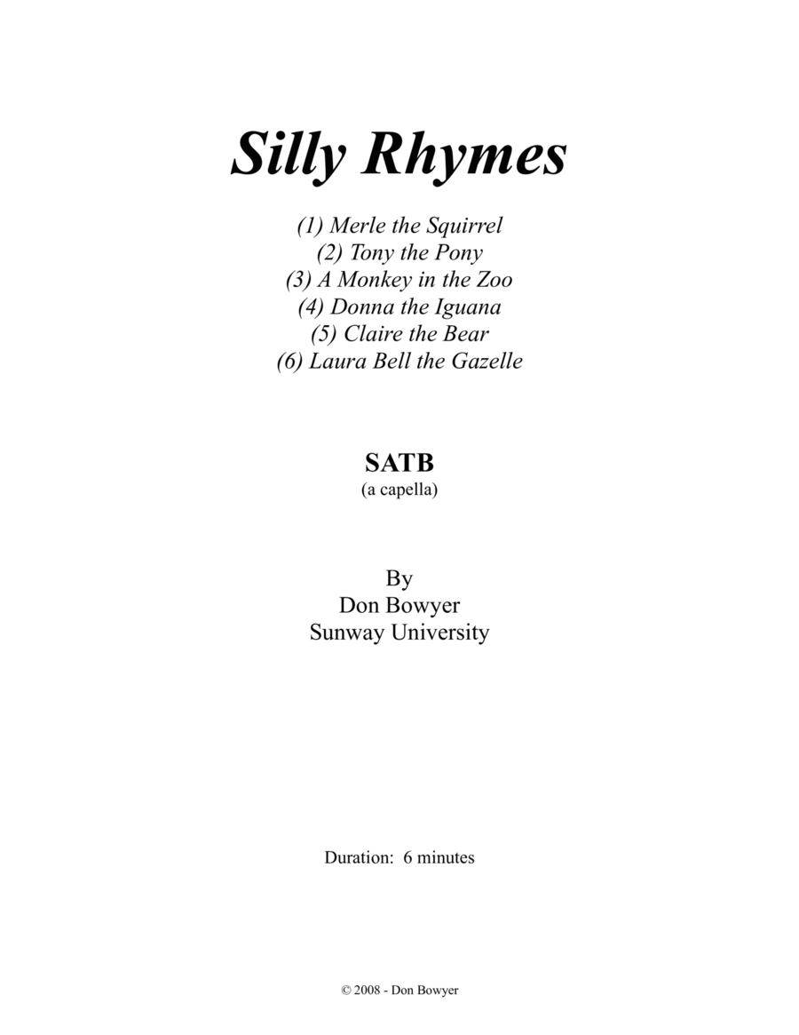 Silly Rhymes (SATB) 4-Part scores gallery preview page 1