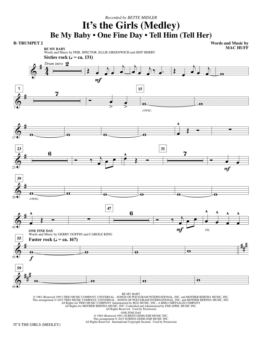 It's the Girls (Medley) - Bb Trumpet 2 Choir scores gallery preview page 1