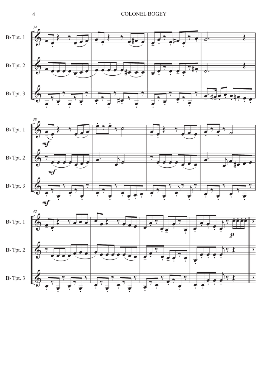 Colonel Bogey - Trumpet Trio Trumpet Trio scores gallery preview page 4