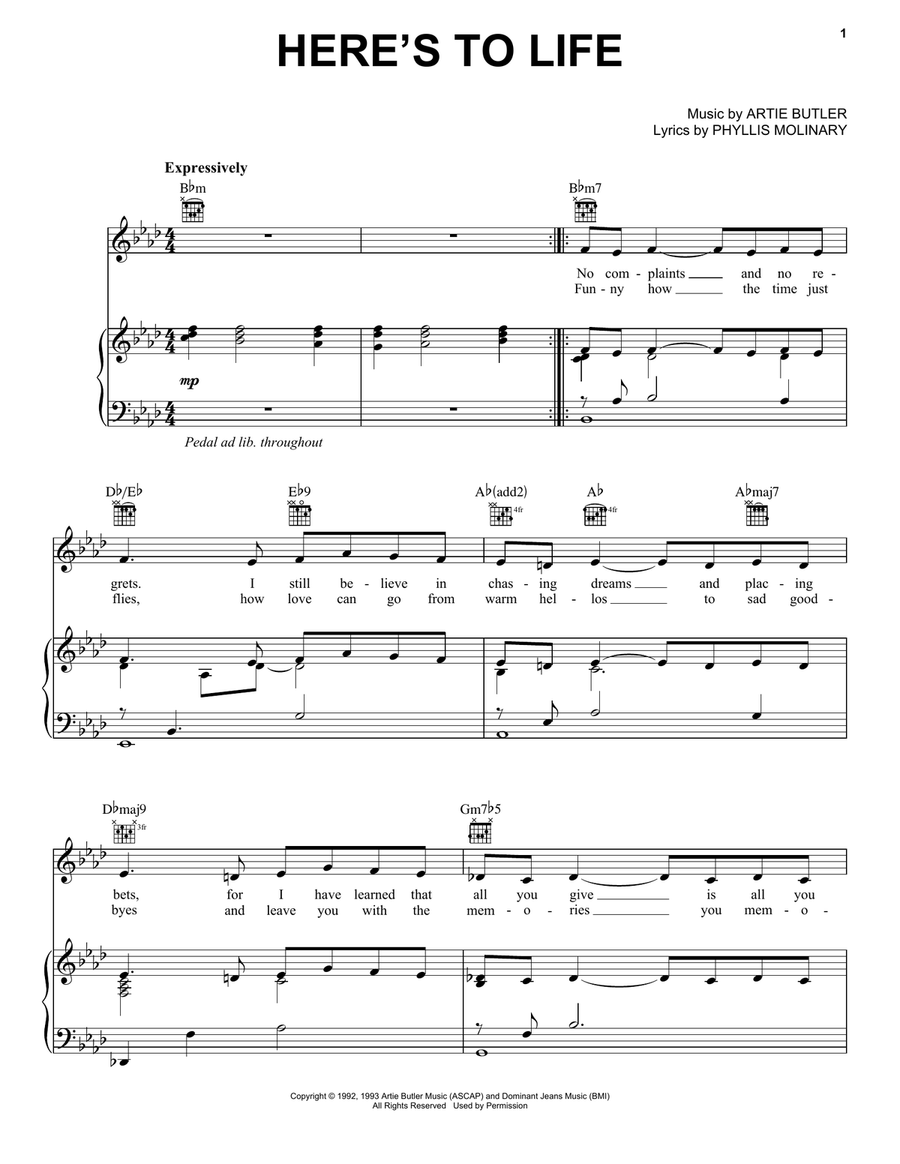 Here's To Life Guitar scores gallery preview page 1