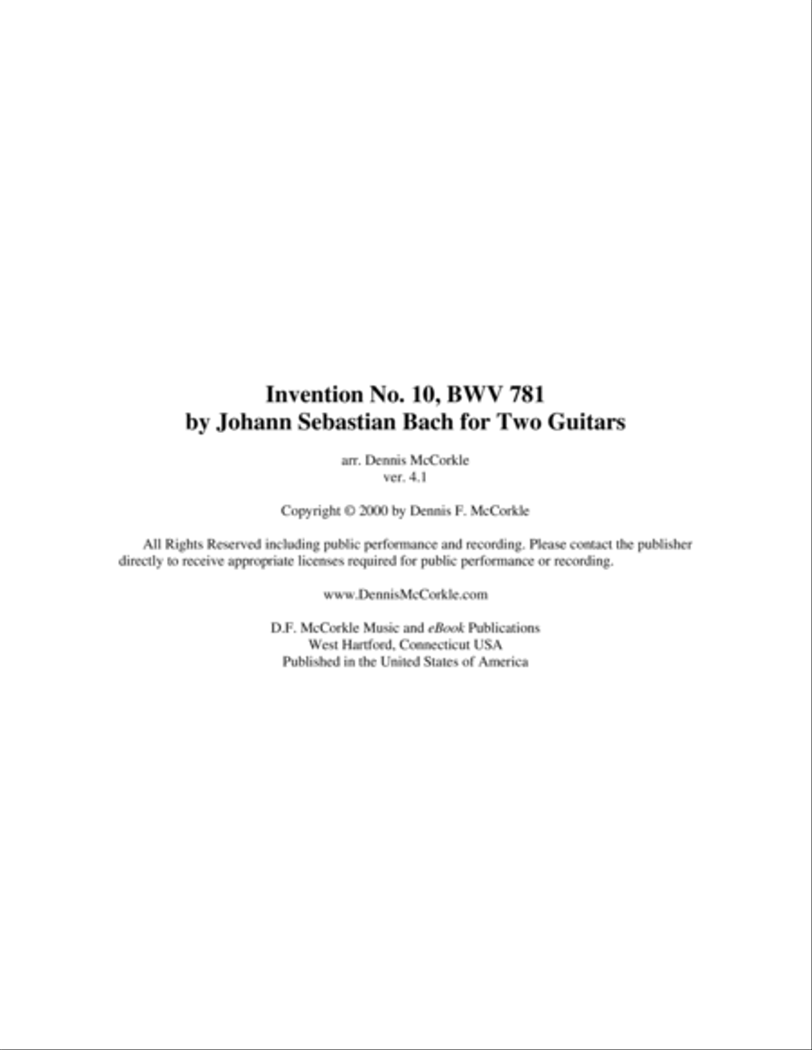 Invention No.10 in G Major, BWV 781 for Two Guitars (excerpt) Small Ensemble scores gallery preview page 3