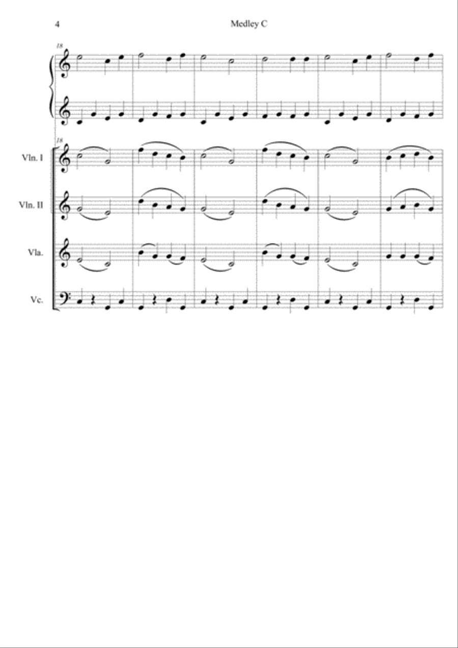 Medley C.Tres peses faciles per a piano amb acompanyament d'orquestra de corda.Partitura general i p Chamber Orchestra scores gallery preview page 4