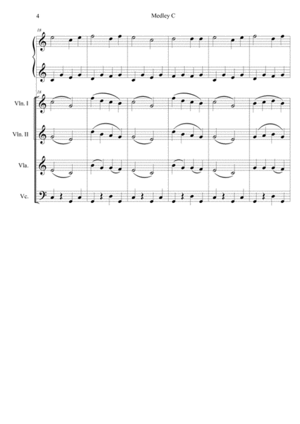 Medley C.Tres peses faciles per a piano amb acompanyament d'orquestra de corda.Partitura general i p image number null