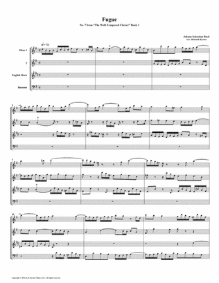 Fugue 07 from Well-Tempered Clavier, Book 1 (Double Reed Quartet)