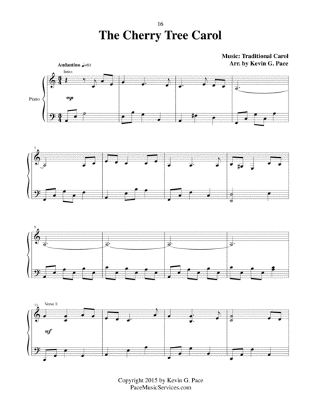 The Cherry Tree Carol - advanced Christmas piano solo image number null