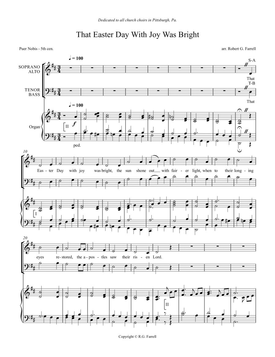 That Easter Day With Joy Was Bright Choir scores gallery preview page 1