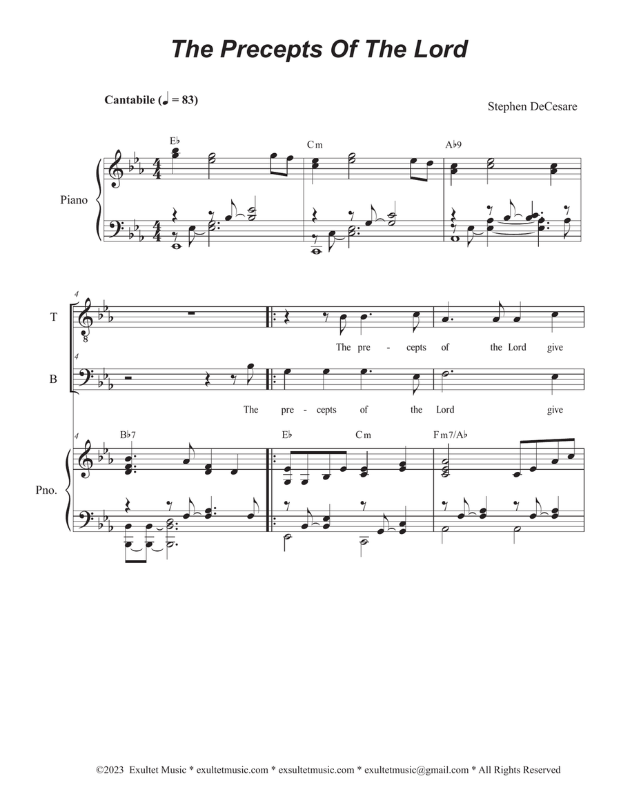 The Precepts Of The Lord (2-part choir - (TB)