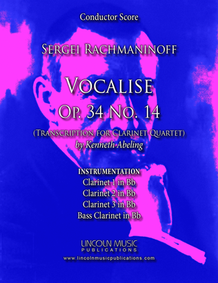 Book cover for Rachmaninoff - Vocalise Op. 34 No.14 (for Clarinet Quartet)