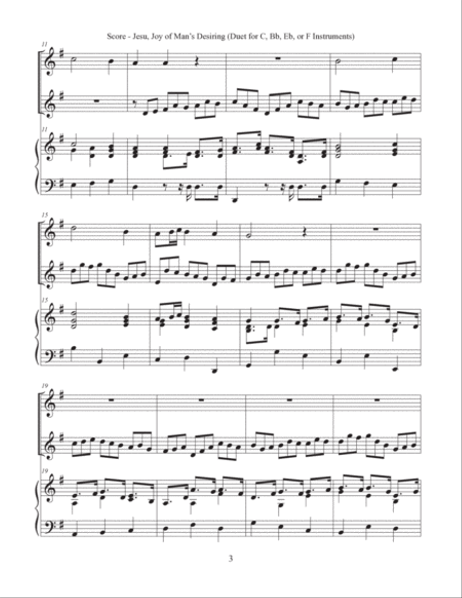 Jesu, Joy of Man's Desiring (Duet for C, Bb, Eb, or F Instruments and Keyboard) English Horn scores gallery preview page 3
