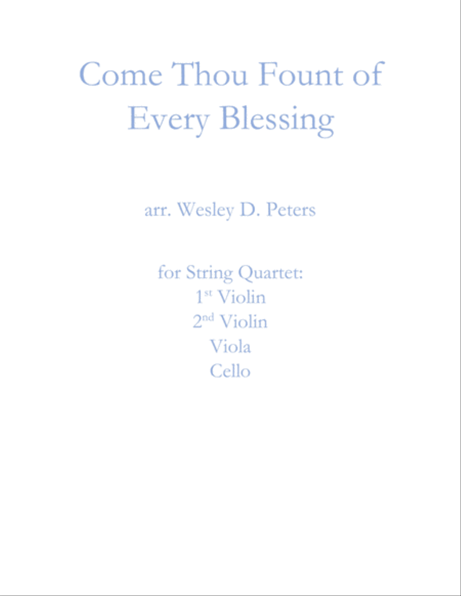 Come Thou Fount of Every Blessing (String Quartet) String Quartet scores gallery preview page 1