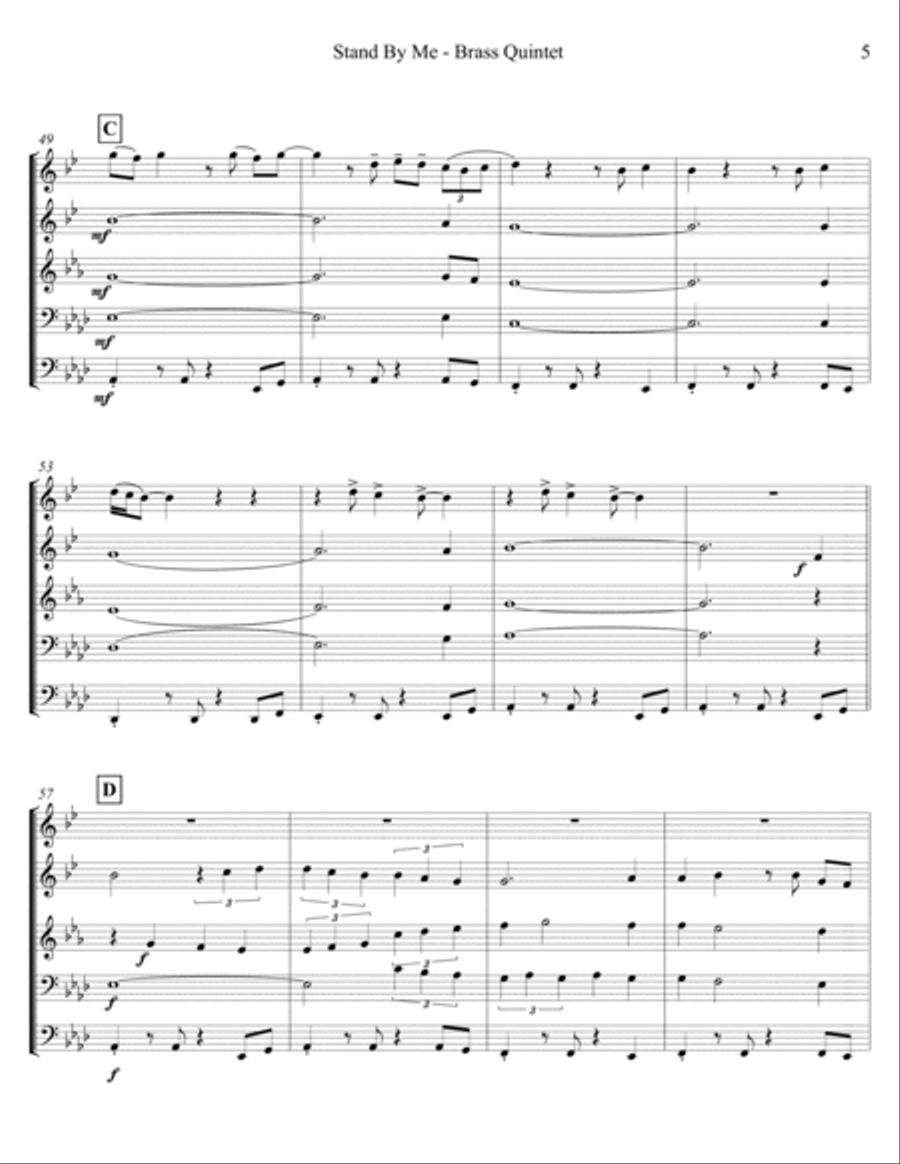Stand By Me Brass Quintet scores gallery preview page 6