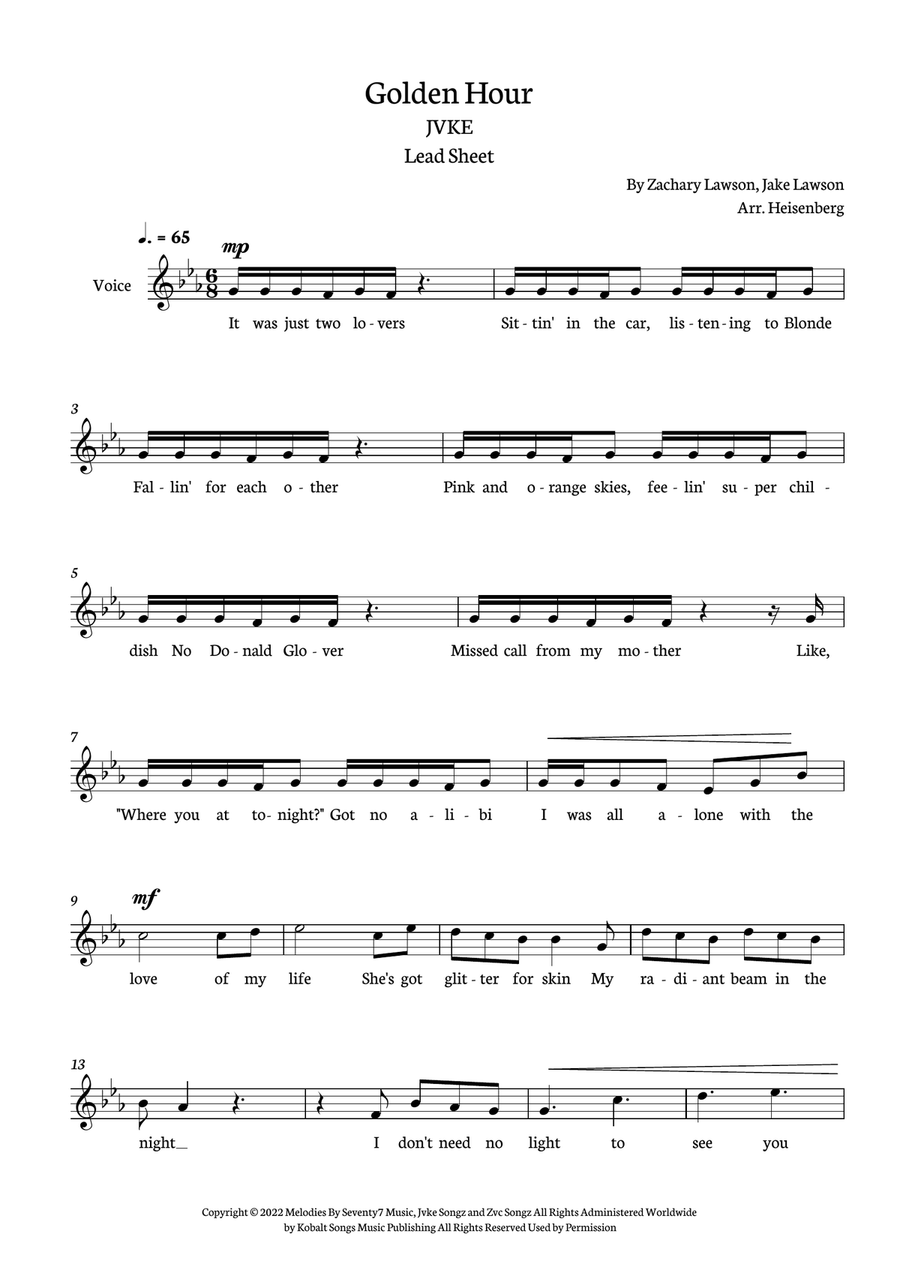 Golden Hour Golden Hour Piano scores gallery preview page 1