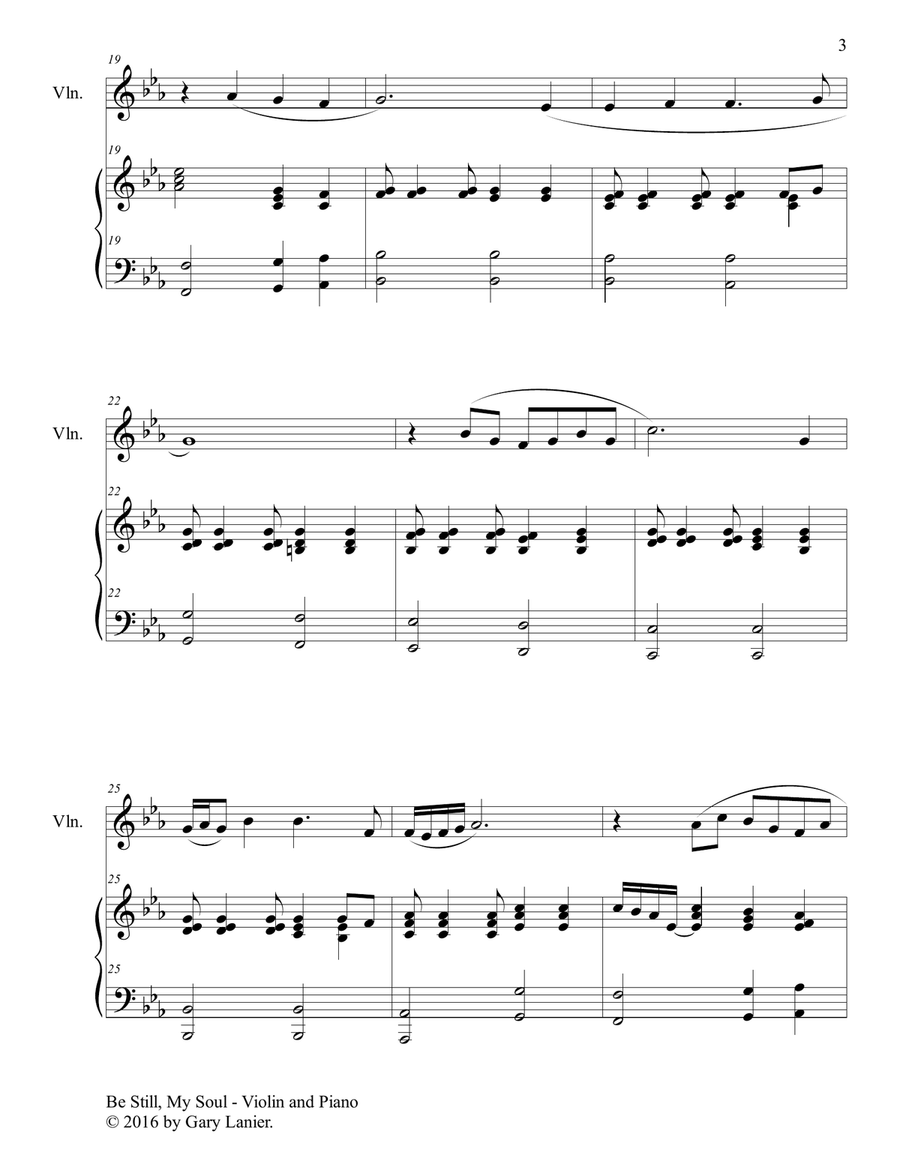 BE STILL, MY SOUL (Findlandia) Duet – Violin & Piano (Score & Parts included) image number null