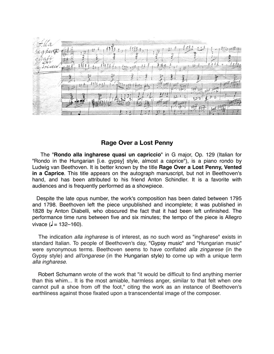 Rondo a Capriccio in G Major, Op.129 - Rage Over A Lost Penny - Beethoven - Piano Solo Piano Solo scores gallery preview page 4