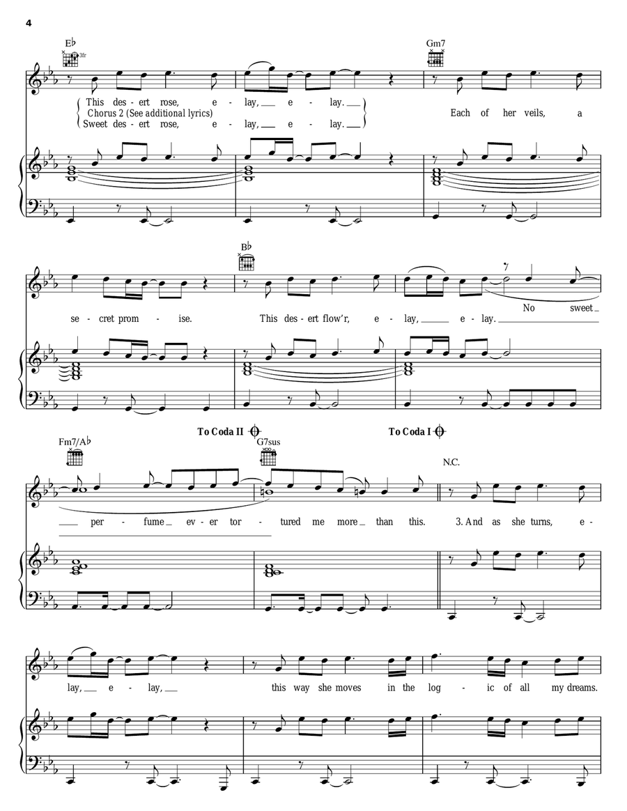 Desert Rose Piano, Vocal, Guitar scores gallery preview page 4