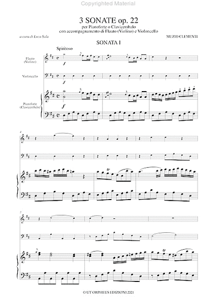 3 Sonatas Op. 22 for Piano (Harpsichord), Flute (Violin) and Violoncello