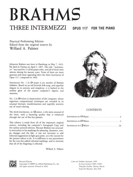 Brahms -- 3 Intermezzi, Op. 117