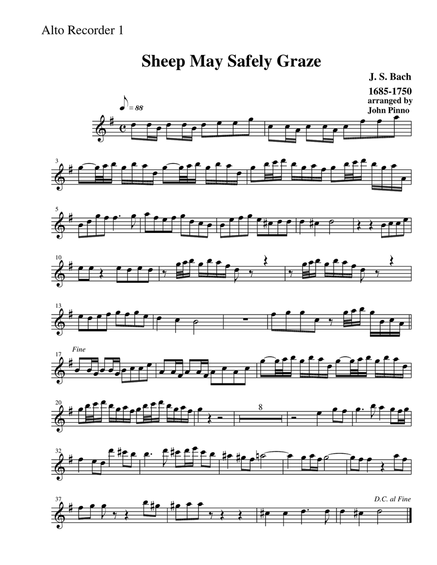 Sheep May Safely Graze (recorder ensemble) Small Ensemble scores gallery preview page 3