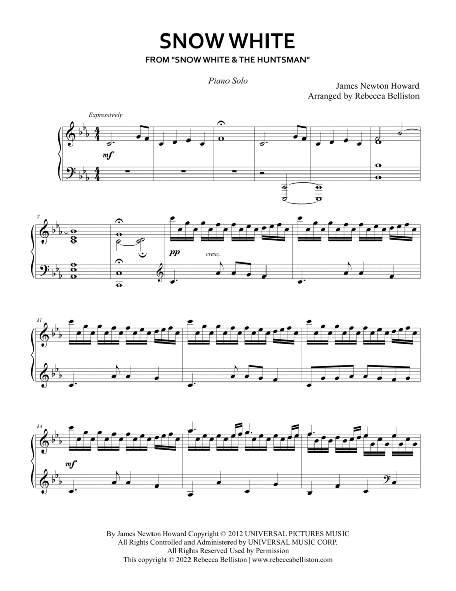 Snow White Piano Solo scores gallery preview page 1