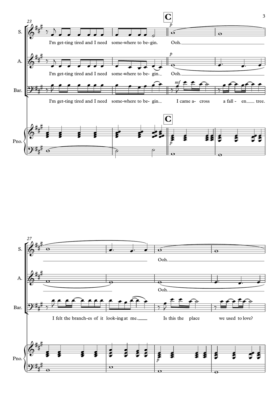 Somewhere Only We Know 3-Part scores gallery preview page 3