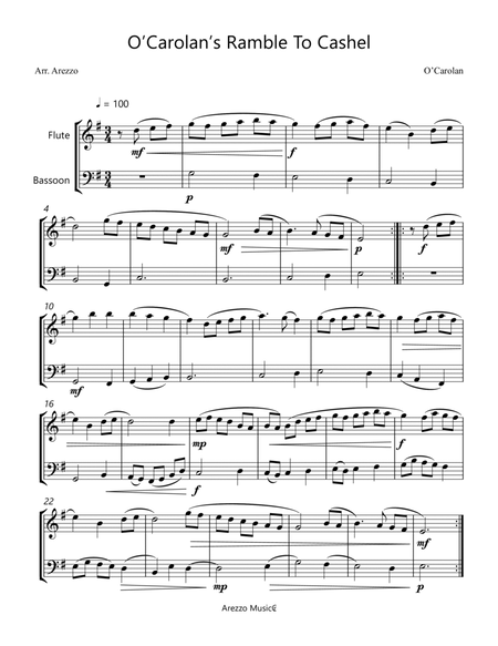 turlough'o carolan o'carolan ramble to cashel - flute and bassoon sheet music image number null