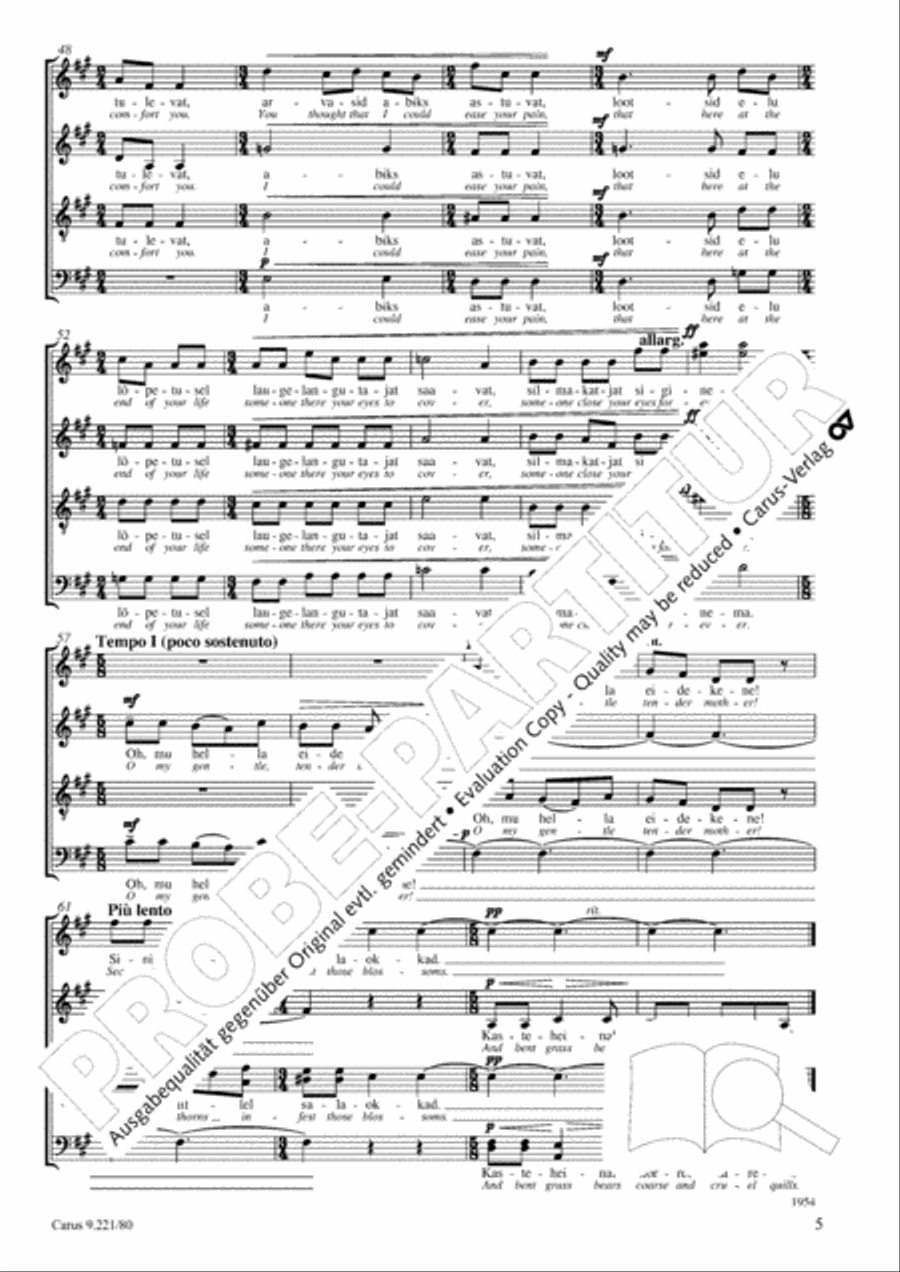 Veljo Tormis: Three soongs from the Epos (Kalevipoeg) Choir scores gallery preview page 6