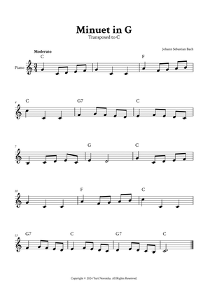 Minuet in G - Easy Piano (C Major)
