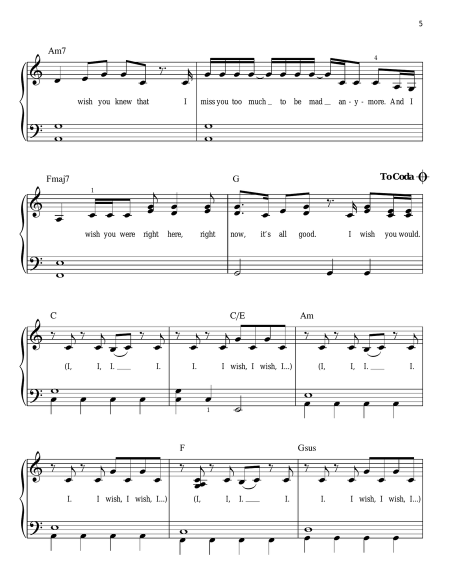 I Wish You Would Easy Piano scores gallery preview page 5