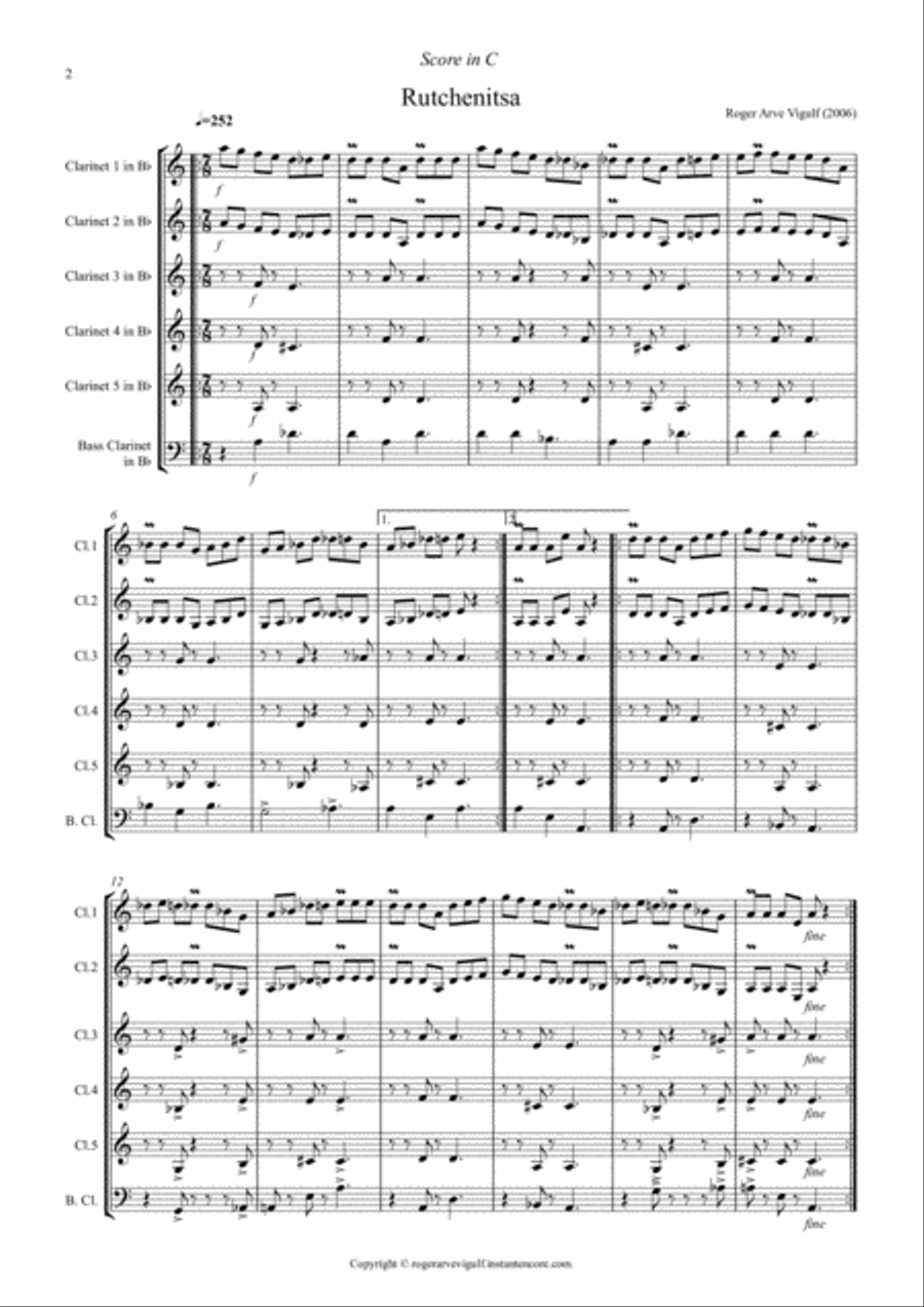 Ruchenitsa Clarinet Solo scores gallery preview page 2