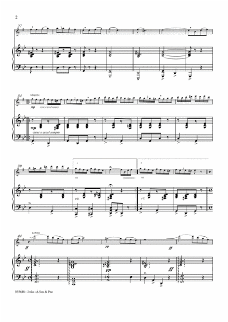 JOSKA: A GYPSY ROMANCE – ALTO SAXOPHONE & PIANO Alto Saxophone scores gallery preview page 3