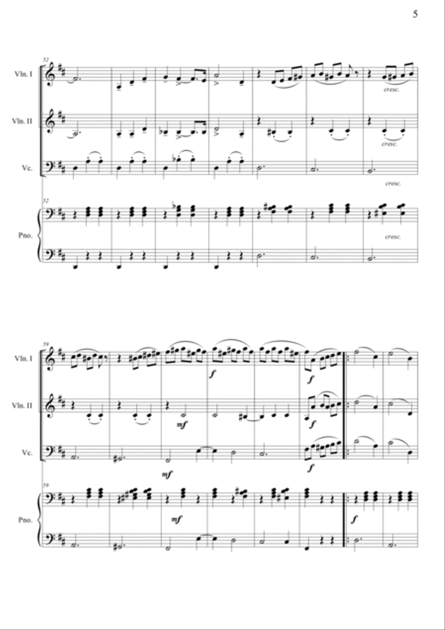 Nutcracker Op.71a - Waltz of the Flowers Piano Quartet scores gallery preview page 5