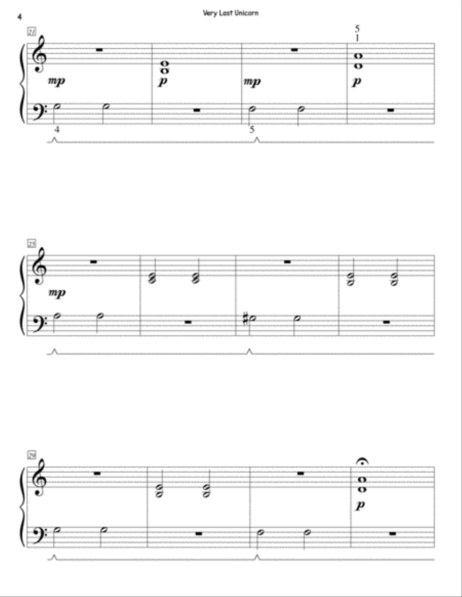 Very Last Unicorn Very Last Unicorn Piano Method scores gallery preview page 4