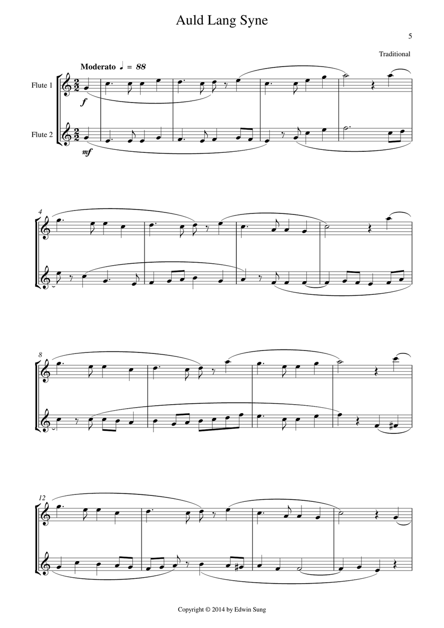 15 Popular Christmas Songs for Flute Duet (Suitable for beginning / intermediate flautists) Flute Duet scores gallery preview page 5