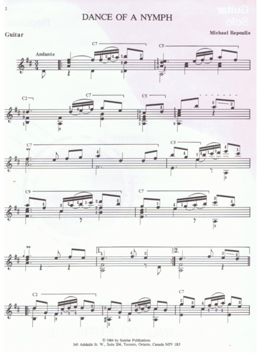 Dance of a Nymph Classical Guitar scores gallery preview page 1